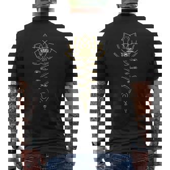 Damen Lotus Blume Unalome Yoga Meditation Erleuchtung Zen Mit-Ausschnitt T-Shirt mit Rückendruck - Geschenkecke