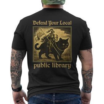 Defend Your Local Public Library Cat Knight Men's T-shirt Back Print - Thegiftio UK
