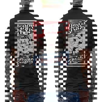 Democracy Is Dying But Hey Nice Fireworks 4Th Of July Coldly Men's T-shirt Back Print - Monsterry