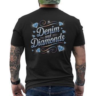 Denim And Diamonds For Ladies Denim With Diamonds Women's Men's T-shirt Back Print - Thegiftio UK