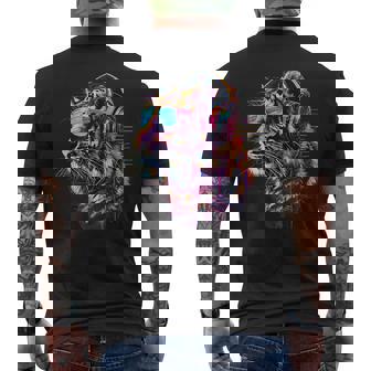 Dj Tiger ミュージックヘッドフォン ハウス ビートメーカー 音楽プロデューサー メンズTシャツ バックプリント - Kawaiitshirt