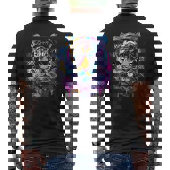 Dj Tiger ミュージックヘッドフォン 音楽プロデューサー ハウス ビートメーカー メンズTシャツ バックプリント - Kawaiitshirt