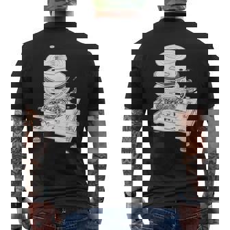 Dj Turntable 1210 Mk2 Exploded Blueprint メンズTシャツ バックプリント - Kawaiitshirt