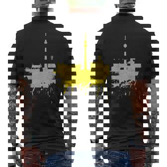 Dortmundkyline ドルトムントのスカイライン 黄色い絵 ドルトムント好きにはたまらないファンアート メンズTシャツ バックプリント - Kawaiitshirt