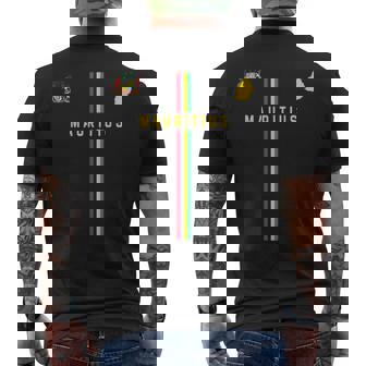 Drapeau De L'île Mauriceilhouette Carte De L'île Maurice Armoiries T-shirt imprimé au dos - Cadeauxyz
