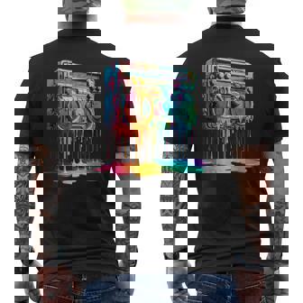 Dripping Paint Boombox Old School 80S Music Hip Hop Men's T-shirt Back Print | Mazezy