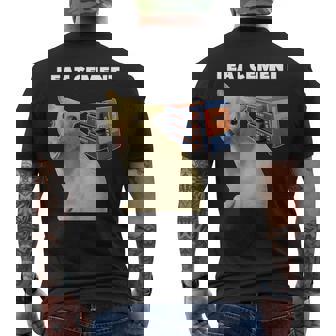 I Eat Cement Cursed Cat Weirdpecific Meme メンズTシャツ バックプリント - Kawaiitshirt