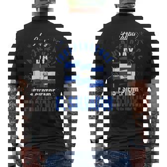 El Salvador Independence Day Independencia Salvadoran Flag Men's T-shirt Back Print - Monsterry