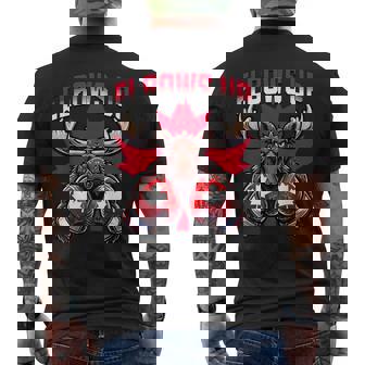 Elbows Up Canada ボクシング ムース メープルリーフ カナダの誇り メンズTシャツ バックプリント - Kawaiitshirt