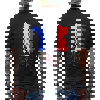 Enjoy Travel Paris France Flag & Eiffel Tower Graphic メンズTシャツ バックプリント - Kawaiitshirt