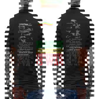 Everywhere Is War ハイレ・セラシエ演説 ユダのライオン レゲエ メンズTシャツ バックプリント - Kawaiitshirt