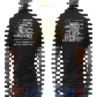Father Mows Best Lawn Care Dad Mowing Patriotic Father's Day Men's T-shirt Back Print | Mazezy