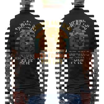 Father And Son Best Friends For Life Papa Bear Retro Sunset Men's T-shirt Back Print - Monsterry