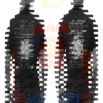 My Favorite Firefighter Calls Me Dad Usa Flag Fathers Day Men's T-shirt Back Print - Thegiftio