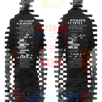 My Favorite Veteran Is My Son Usa Flag Veterans Day Men's T-shirt Back Print - Monsterry