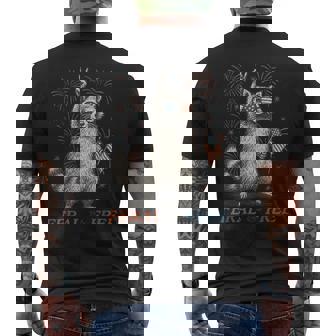 Feral & Free 4Th July Patriotic Racoon Feral And Free Men's T-shirt Back Print | Mazezy