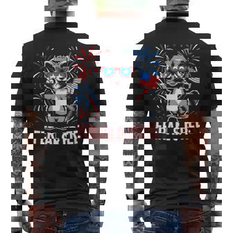 Feral & Free Raccoon Patriotic 4Th Of July Men's T-shirt Back Print - Monsterry