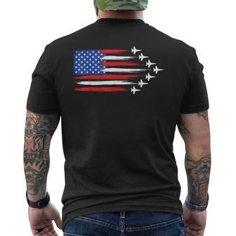 Fighter Jet Airplane American Flag Fighter Jets 4Th Of July Men's T-shirt Back Print - Thegiftio UK