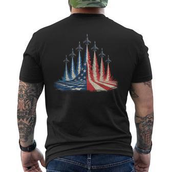 Fighter Jet American Flag 4Th Of July Men's T-shirt Back Print - Thegiftio UK