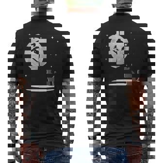 Fly Aerial ヨガハンモックシルク 星と月 猫 猫好き メンズTシャツ バックプリント - Kawaiitshirt