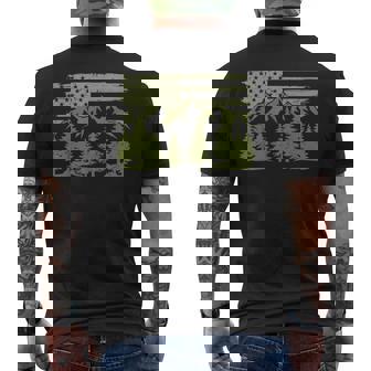 Forest Tree Wildlife Nature Outdoor American Usa Flag Forest Men's T-shirt Back Print - Monsterry