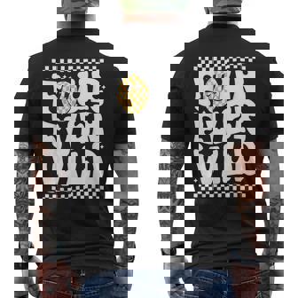 Four Ever Wild 4 Year Old Birthday Happy Dude Checkered Men's T-shirt Back Print - Thegiftio UK
