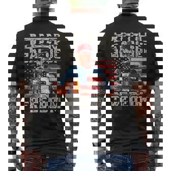 Fourth Of July Trump Bbq Beer And Freedom Red White Blue Men's T-shirt Back Print | Mazezy