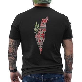 Free Palestine Free Gaza Olives Map Palestinian Pride Men's T-shirt Back Print - Thegiftio UK