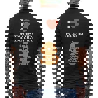 Baby Beavers Minimalist Cute I Love Beaver メンズTシャツ バックプリント - Kawaiitshirt