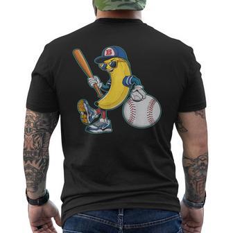 Banana Playing Baseball Bananas Fruit Baseball Player Men's T-shirt Back Print - Thegiftio UK