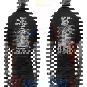 Ben Drankin 4Th Of July Usa Flag Drinking Beer Men's T-shirt Back Print | Mazezy