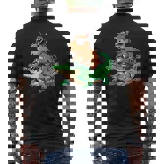Capybara On Crocodile Cool Sunglasses Meme Animal Men's T-shirt Back Print - Thegiftio UK