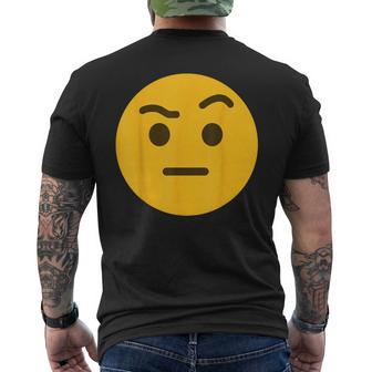 Emoticon Face With Raised Eyebrow Humor Doubtful Face Men's T-shirt Back Print - Thegiftio UK