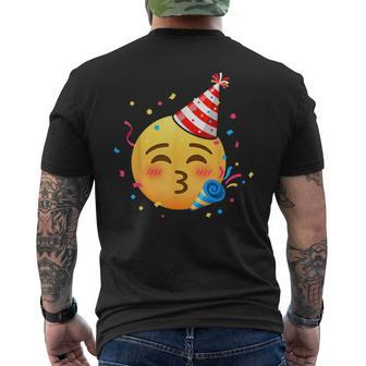 Emoticon Party Smiling Face Partying Birthday Men's T-shirt Back Print - Thegiftio UK