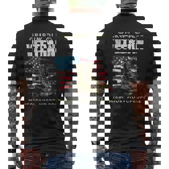 Grumpy Old Vet For Military WAmerican Flag And Boots Men's T-shirt Back Print - Thegiftio