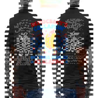 Hot Dog Democracy's Collapsing 4Th July Protest Trump Men's T-shirt Back Print - Monsterry