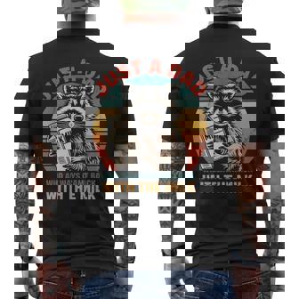 Just A Dad Who Always Came Back With The Milk Raccoon Men's T-shirt Back Print - Thegiftio UK