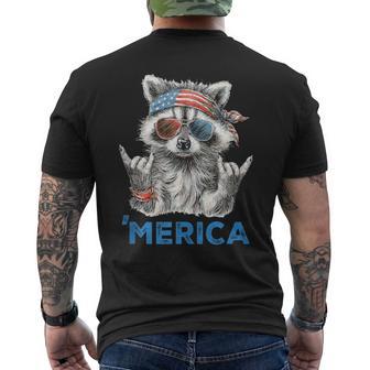 Patriotic Raccoon Rockin Usa Pride 4Th Of July Raccoon Men's T-shirt Back Print - Thegiftio UK