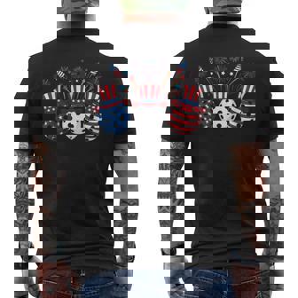 Pickleball Fireworks American Usa Flag 4Th Of July Men's T-shirt Back Print - Thegiftio