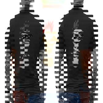 Punk Avestruz Mohawk Banda De Rock And Roll Amante De Los Animales In Mangas Camiseta Hombre Estampado Espalda - Regaloses