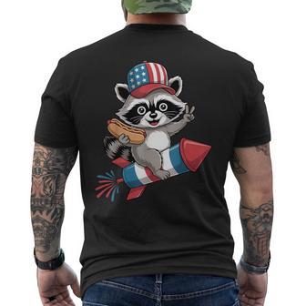 Raccoon 4Th Of July Hot Dog Fourth Of July Men's T-shirt Back Print - Thegiftio UK