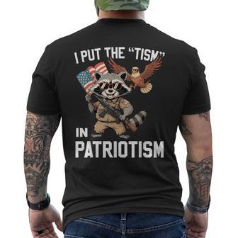 Raccoon I Put The Tism In Patriotism Usa Retro Men's T-shirt Back Print - Thegiftio UK
