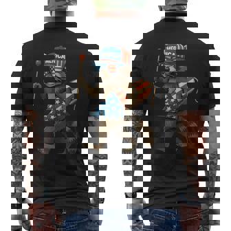 Racoon Fireworks American Flag Patriotic 4Th Of July Men's T-shirt Back Print | Mazezy