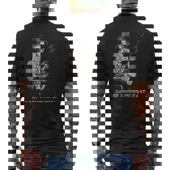 Skeleton Fishing Just One More Cast Quote Men's T-shirt Back Print - Monsterry
