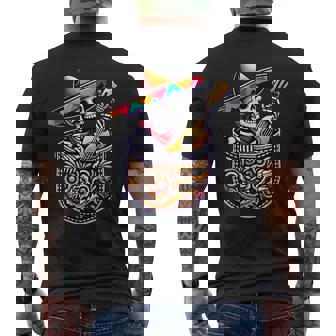 Skeleton Mariachi Guitar Pocket Cinco De Mayo Mexican Men's T-shirt Back Print - Thegiftio UK