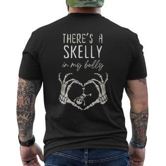 Skeleton There's Skelly In My Belly Pregnant Halloween Men's T-shirt Back Print - Thegiftio