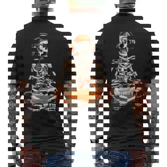 Skeleton Video Game Halloween Gaming Gamer Boys Men Men's T-shirt Back Print - Monsterry