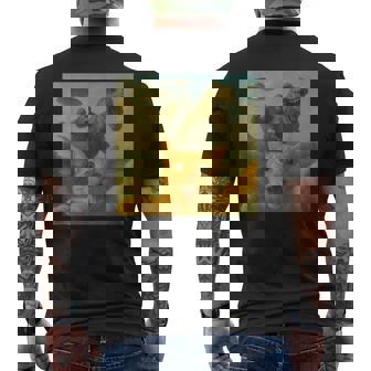 Surprised Scared Cat Selfie T-Rex Dinosaur Bigfoot Ufo Men's T-shirt Back Print - Monsterry