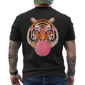 Tiger Glasses Blowing Bubble Gum Cute Tiger Men's T-shirt Back Print - Thegiftio UK