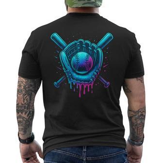 Futuristic Baseball Drip Patriotic Ball And Bat Youth Boys Men's T-shirt Back Print - Thegiftio UK